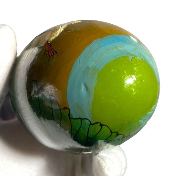 Goose Hand Painted Egg Vintage Christmas / Easter Ornament Green 4 in - Picture 8 of 8